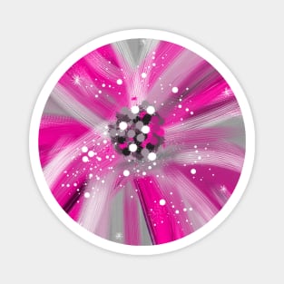 Red, Pink and Black Abstract Flower Magnet